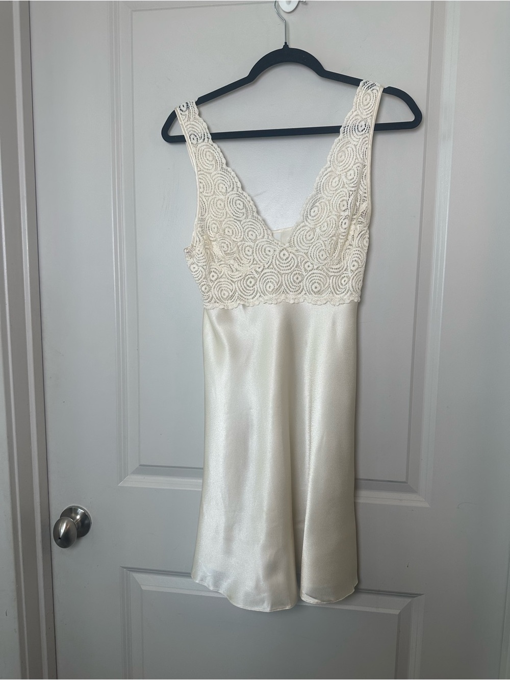 Sixth Sense Ivory Lace Satin Camisole Babydoll Slip Mini Dress, Small
